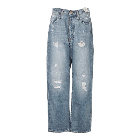 NWT Point Sur Denim Slouchy Boyfriend Jeans 27 Distressed Button Fly 100% Cotton - Picture 1 of 10